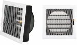 Ventilation grilles with mesh   frame with outlet tube and louvers - White RAL 9003